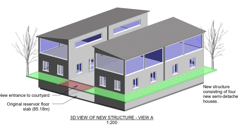 semi detached houses, drawing in revit